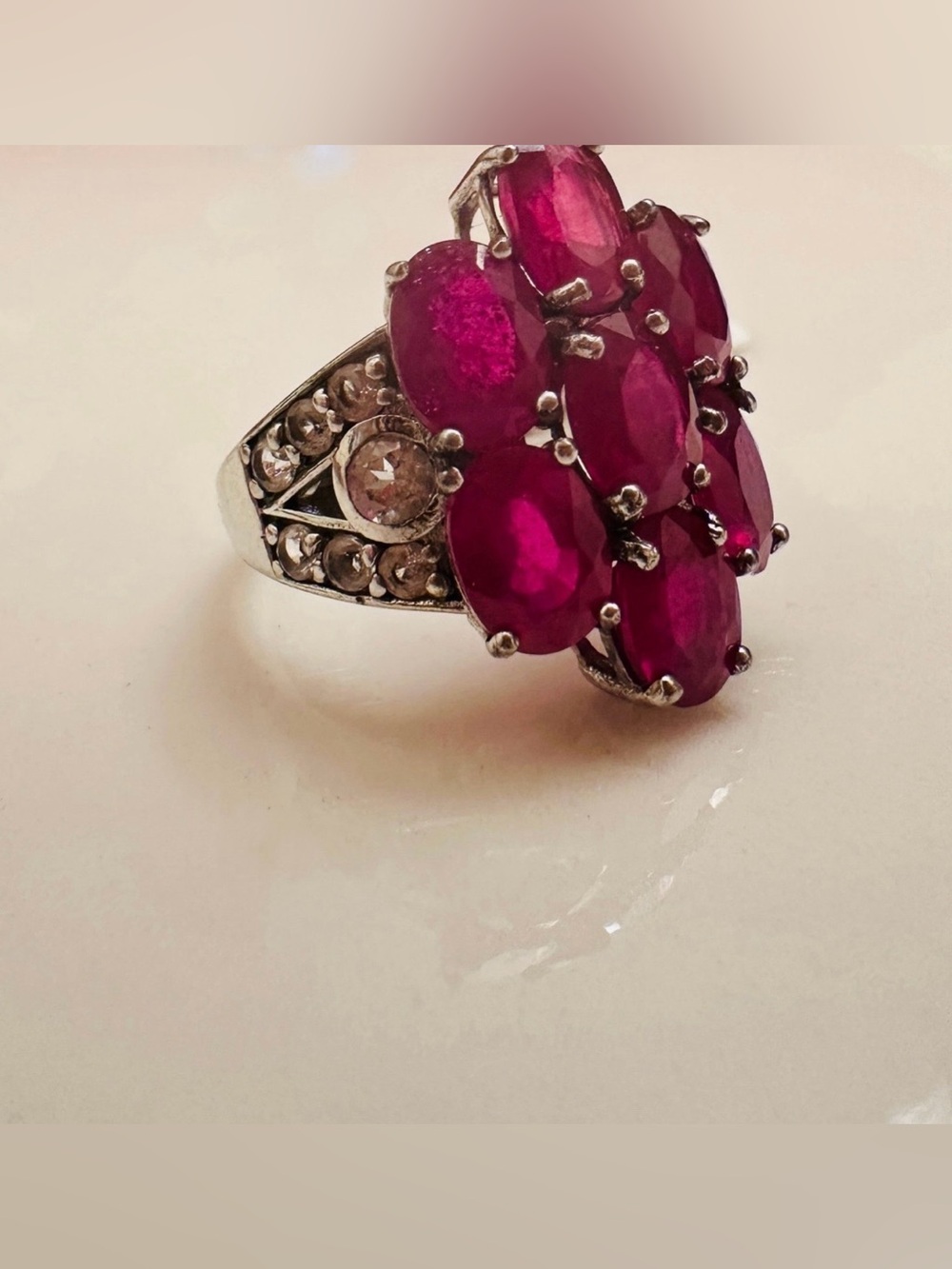Ruby Cluster Ring*size 6 1/4*925 STS* - Picture 5 of 5